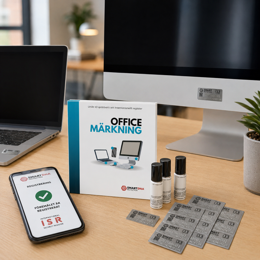 SmartDNA-märkta datorer med ISR Office-kit, säkerhetsdekaler och registrering