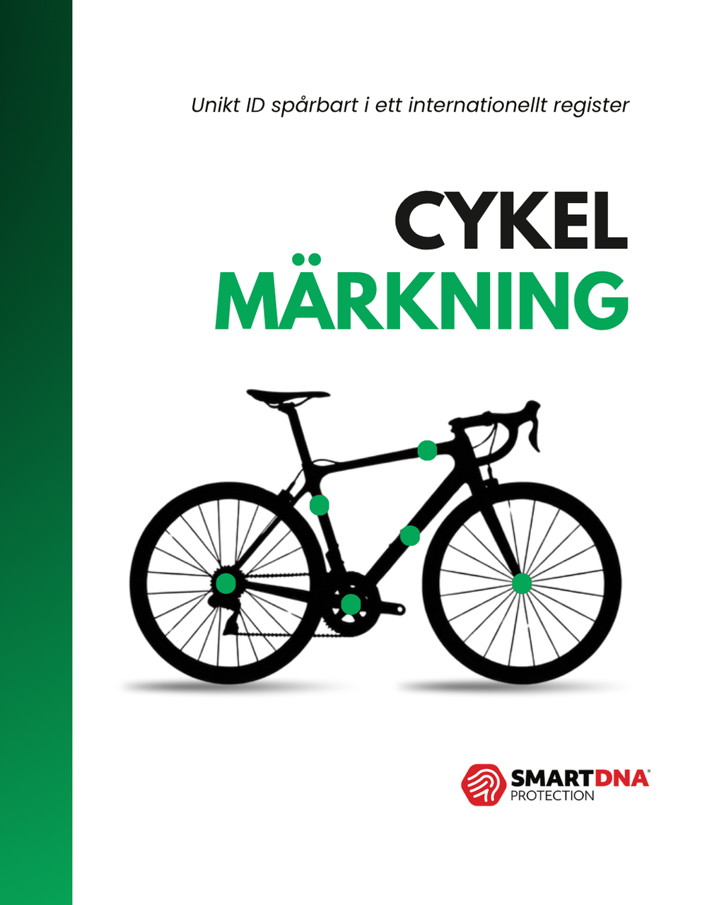 Illustration av var ISR Grön-märkning kan placeras på en cykel