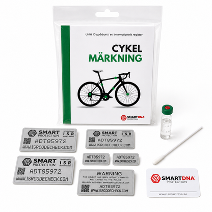 ISR Grön cykelmärkning med UV-vätska, dekaler och registreringskort