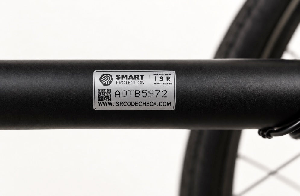 Synlig SmartDNA-koddekal på en cykelram